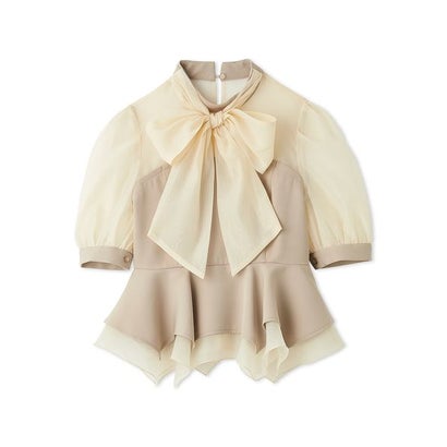 リリーブラウン LILY BROWN ボウタイリボンペプラムパンツセット （BEG）｜詳細画像
