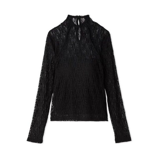 【Lingerie】メルティ―ヒートカップインハイネックレーストップス （BLK）