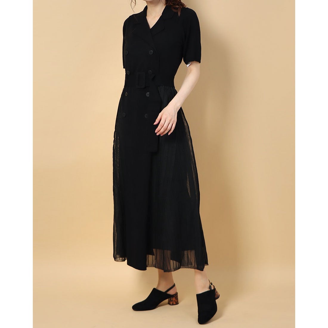 LILY BROWN リリーブラウン Lily Brown シアー切替ニットワンピース 