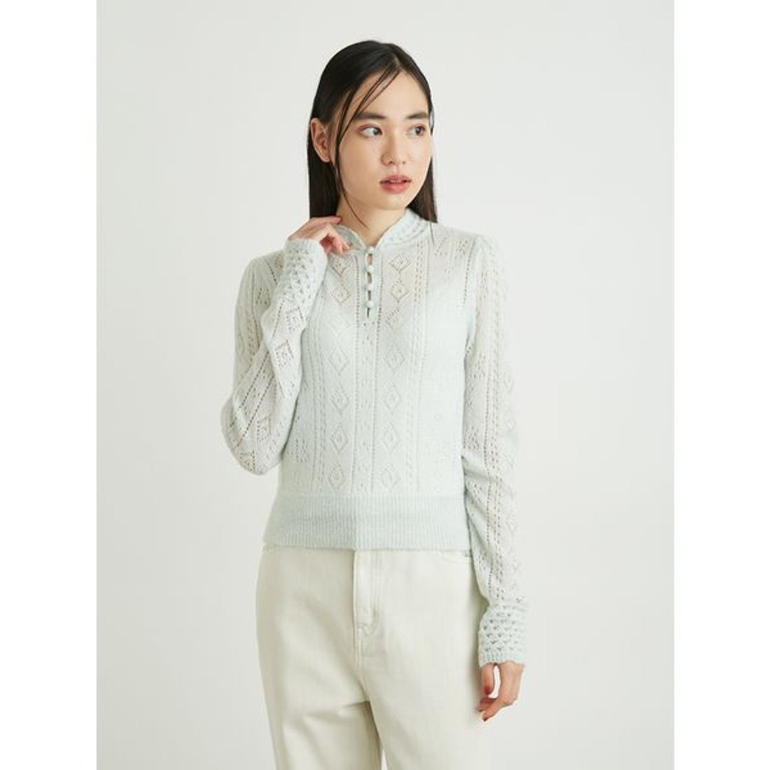 リリーブラウン LILY BROWN レースワークニットトップス （MNT 