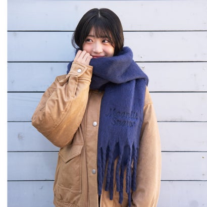 【LTXC】ロゴ刺繍ボリュームマフラー （ワイン レッド）｜詳細画像