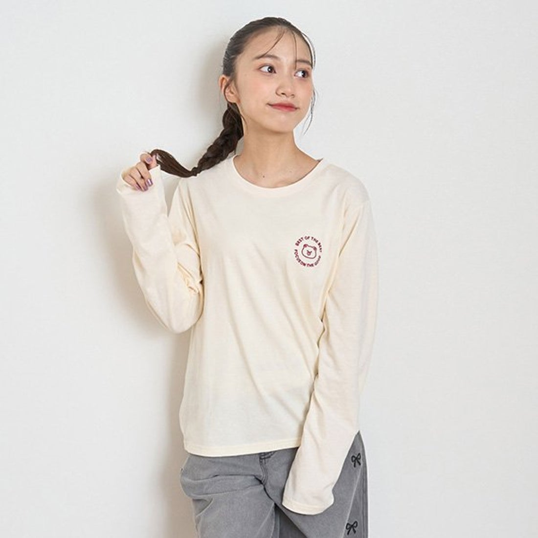 ラブトキシック Lovetoxic アニマル刺繍長袖Tシャツ （アイボリ 