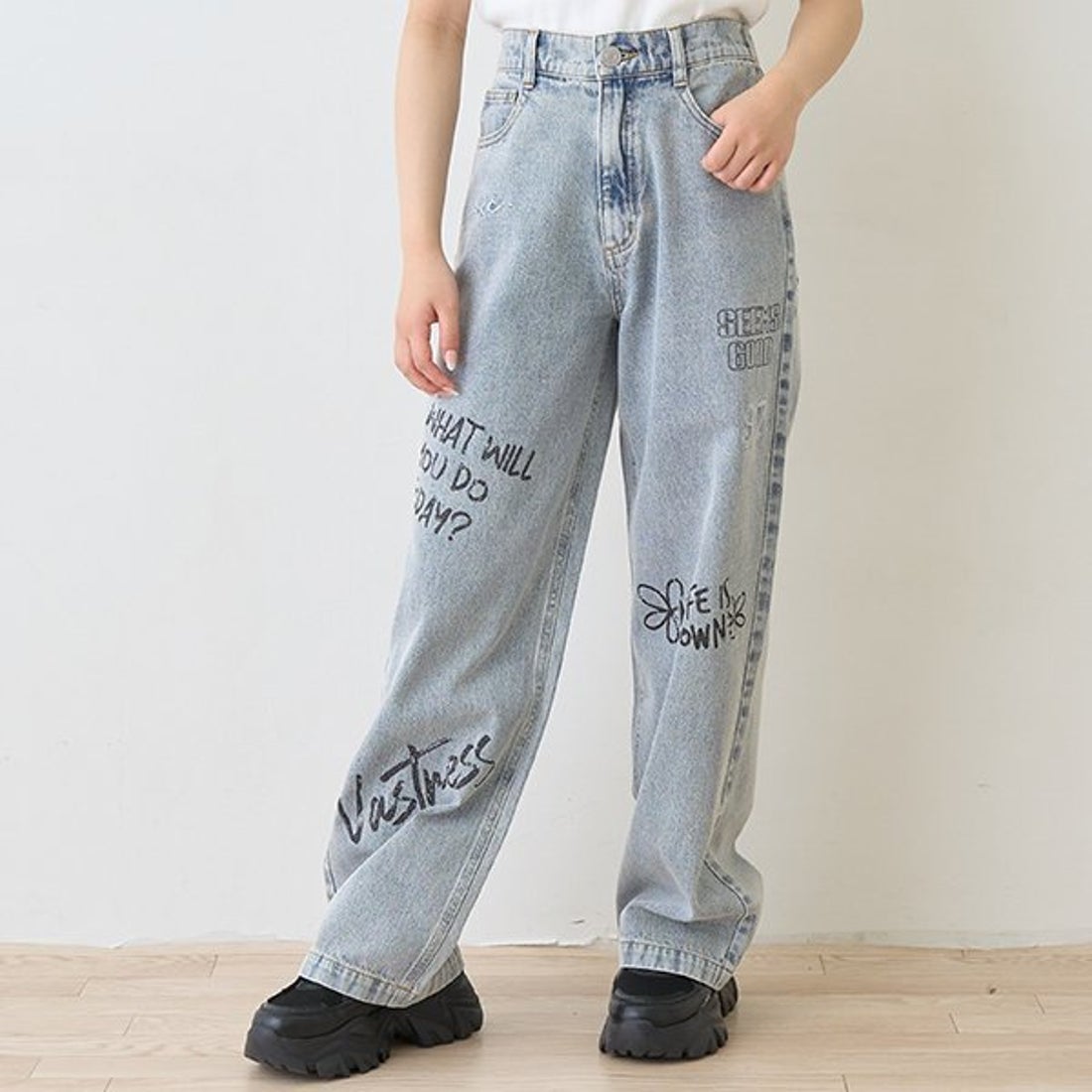 hecticグレー ペイント加工 デニムパンツ ラブトキシック Lovetoxic ペイントデニムパンツ （グレー