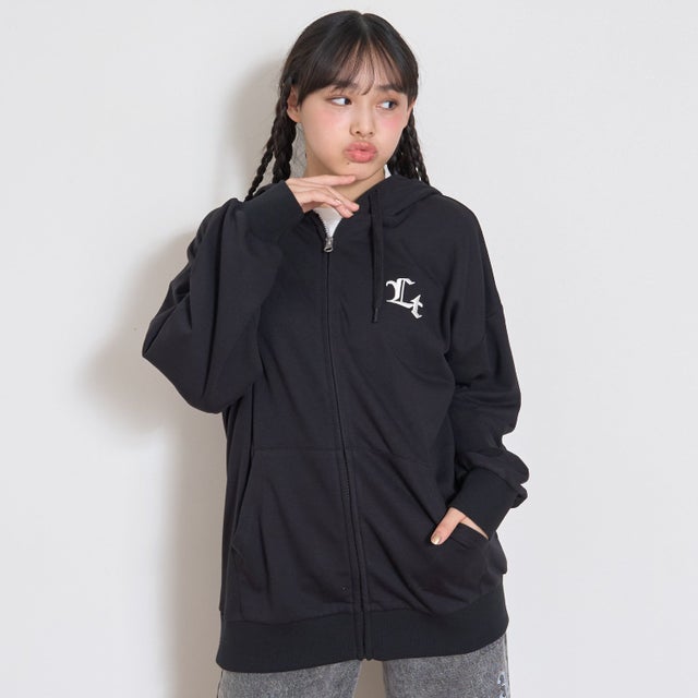 ルーズZIPパーカ （クロ）