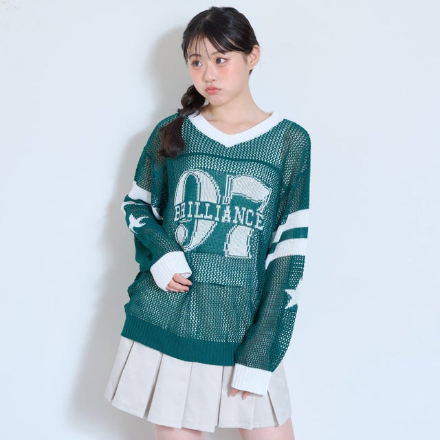 【LTXC/洗える】¥n吸水速乾インナーつきメッシュニット （グリーン）