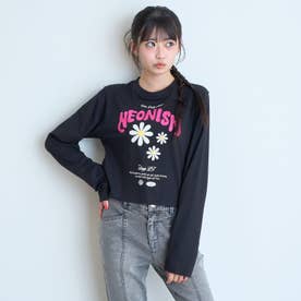 【7days】フラワーロゴ長袖Tシャツ （黒）