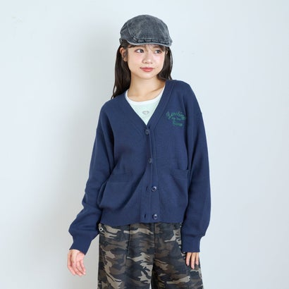 【洗える/静電防止】¥nイマコレスウェットライクニットカーディガン （紺）｜詳細画像