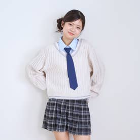【洗える】¥nネクタイ付レイヤードニット （アイボリー）