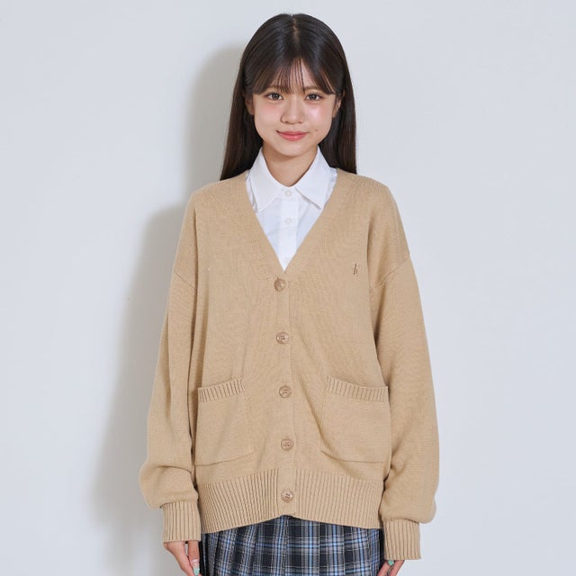 【予約商品】【卒服・セレモニー・フレッシャーズ】【洗える】スクールニットカーディガン （ベージュ）