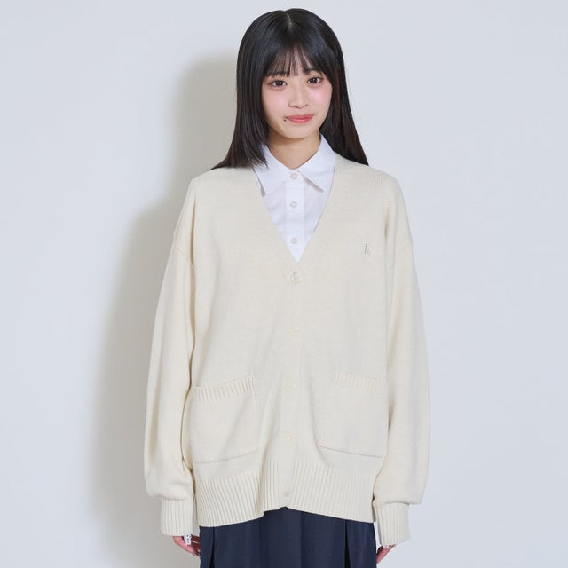 【予約商品】【卒服・セレモニー・フレッシャーズ】【洗える】スクールニットカーディガン （オフ ホワイト）