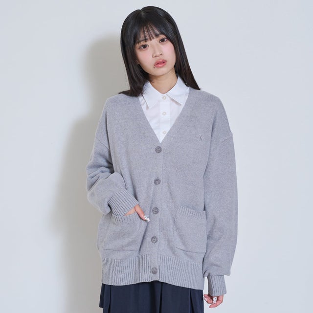 【予約商品】【卒服・セレモニー・フレッシャーズ】【洗える】スクールニットカーディガン （グレー）