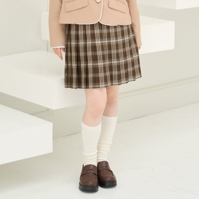 【予約商品】【卒服・セレモニー・フレッシャーズ】チェック柄プリーツスカパン （茶）