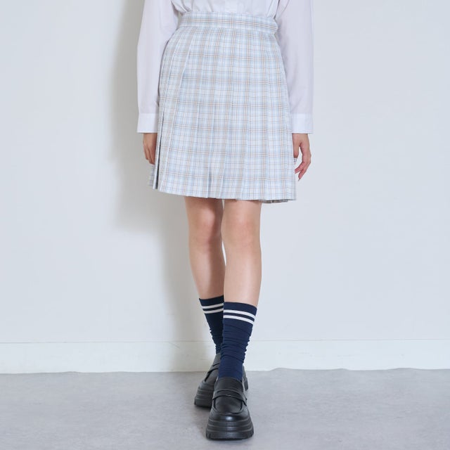 【予約商品】【卒服・セレモニー・フレッシャーズ】チェック柄プリーツスカパン （アイボリー）