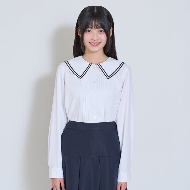 【予約商品】【卒服・セレモニー・フレッシャーズ】【イージーケア】セーラー衿ラインブラウス （オフ ホワイト）