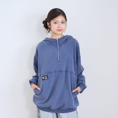 【LTXC/綿100%】ピグメントハーフジップチュニックワンピ （ブルー）｜詳細画像