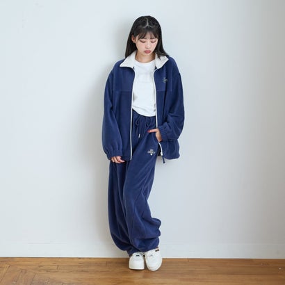 【洗える/静電気軽減/セット可】\nあったかフリースカーブパンツ （紺）｜詳細画像