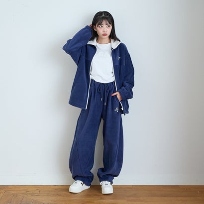 【洗える/静電気軽減/セット可】\nあったかフリースカーブパンツ （紺）｜詳細画像