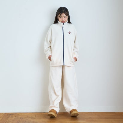 【洗える/静電気軽減/セット可】\nあったかフリースジップブルゾン （アイボリー）｜詳細画像