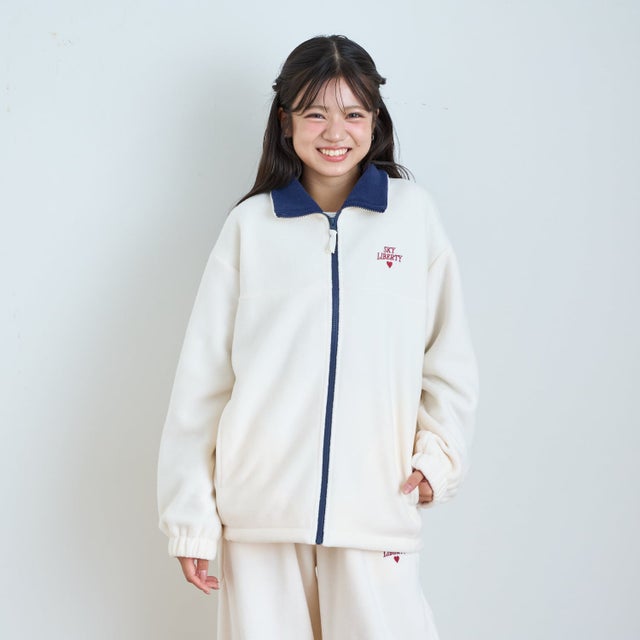 【洗える/静電気軽減/セット可】\nあったかフリースジップブルゾン （アイボリー）