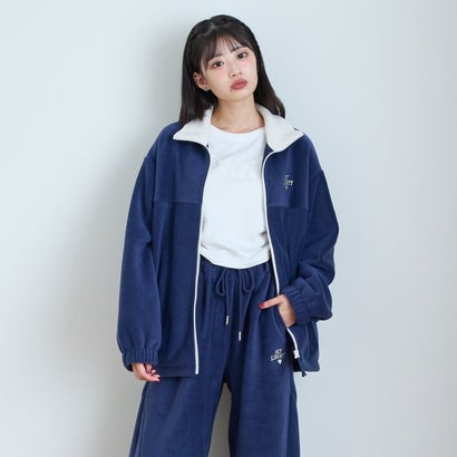 【洗える/静電気軽減/セット可】\nあったかフリースジップブルゾン （紺）｜詳細画像