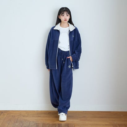 【洗える/静電気軽減/セット可】\nあったかフリースジップブルゾン （紺）｜詳細画像