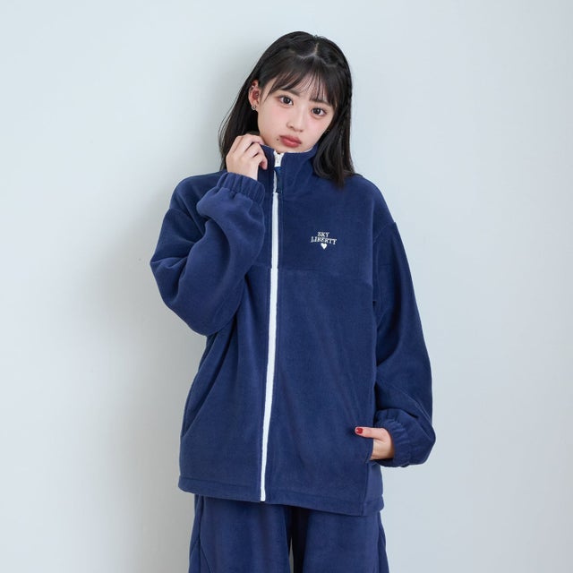 【洗える/静電気軽減/セット可】\nあったかフリースジップブルゾン （紺）