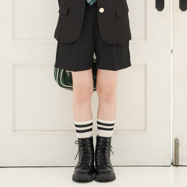【卒服・セレモニー・フレッシャーズ】センターラインショートパンツ （黒）