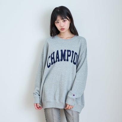 【LTXC/Champion/綿100%】\nフロッキーロゴネックプルオーバー （トップ グレー）｜詳細画像