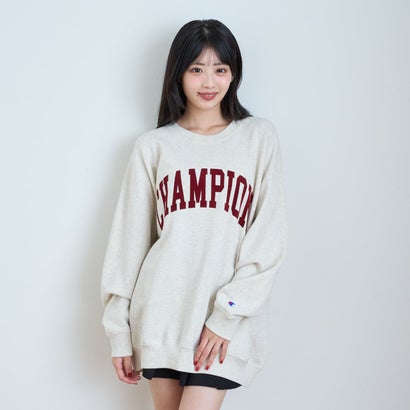 【LTXC/Champion/綿100%】\nフロッキーロゴネックプルオーバー （シロ杢）｜詳細画像