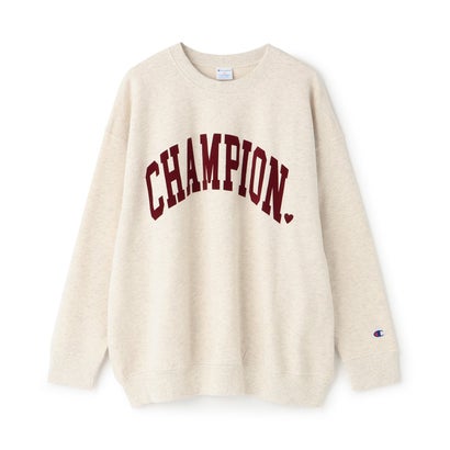【LTXC/Champion/綿100%】\nフロッキーロゴネックプルオーバー （シロ杢）｜詳細画像