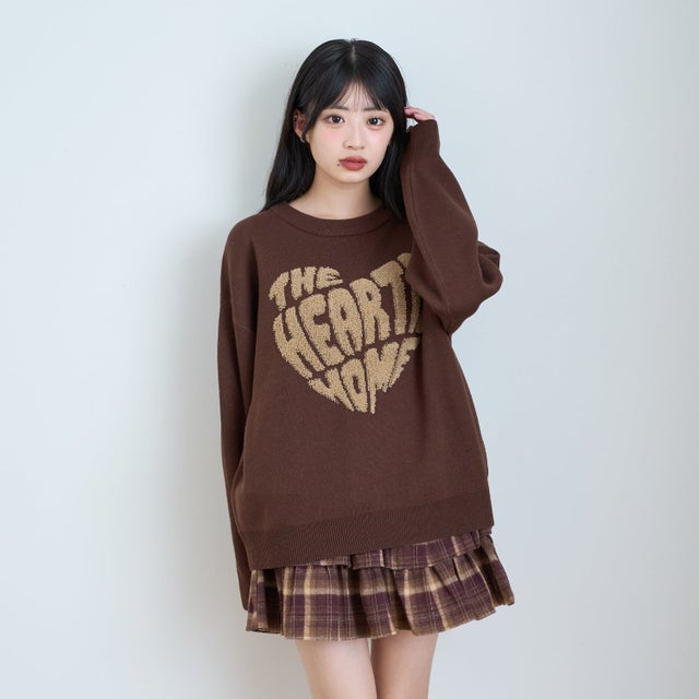 【洗える】もこもこサガラモチーフルーズニット （茶）