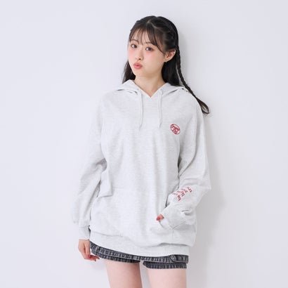 【LTXC/綿100%】バックロゴチュニックパーカ （シロ杢）｜詳細画像