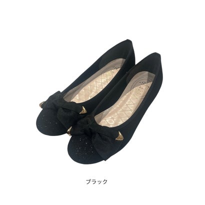 リボンモチーフフラットパンプス （ネイビー）｜詳細画像