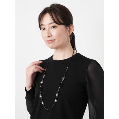 レリアン Leilian ブラックビジューロングネックレス （ブラック）｜詳細画像