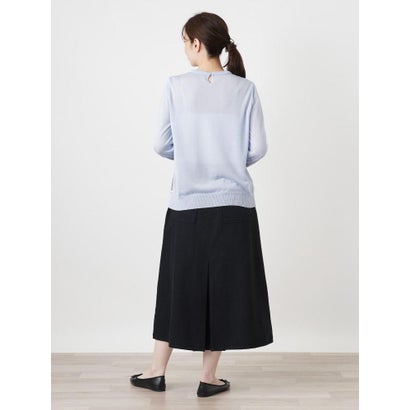 ペイズリー柄切替クルーネックニット【Leilian WHITE LABEL】 （サックスブルー）｜詳細画像