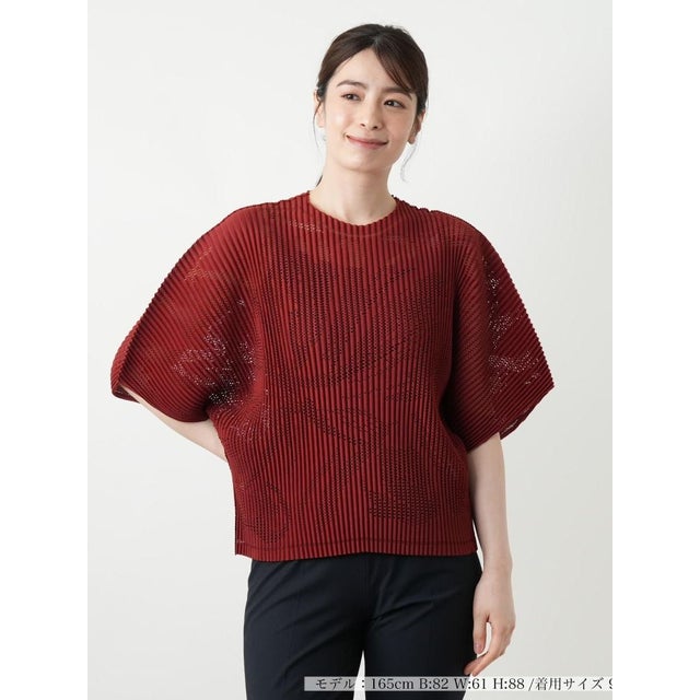 透かし編みビッグスリーブブラウス （モカ）