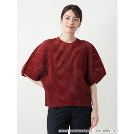 透かし編みビッグスリーブブラウス （モカ）