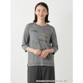 刺繍クルーネックカットソー （ブラック）