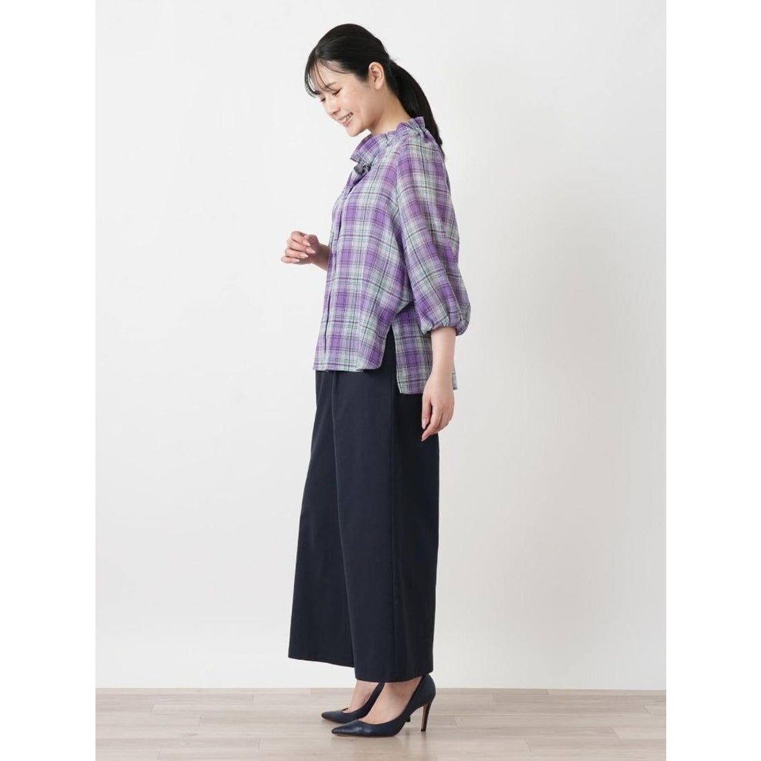レリアン Leilian チェックボウタイブラウス【Leilian WHITE LABEL