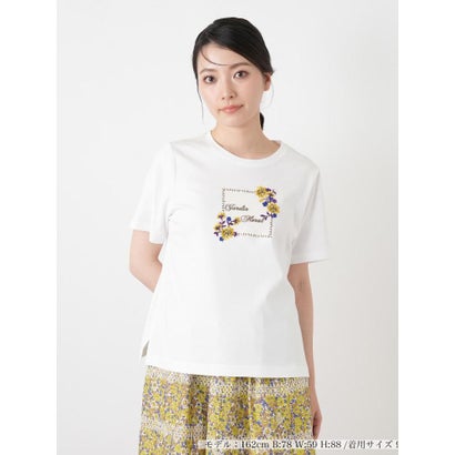 プリントクルーネックTシャツ （アイボリー）｜詳細画像