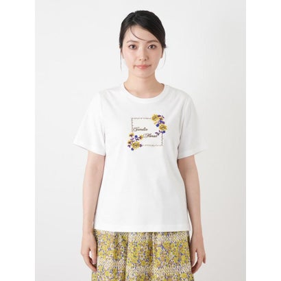 プリントクルーネックTシャツ （アイボリー）｜詳細画像