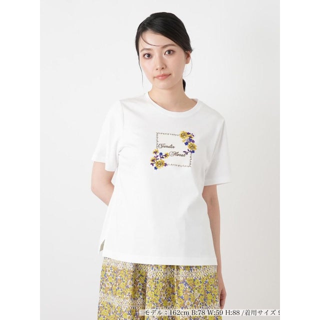 プリントクルーネックTシャツ （アイボリー）