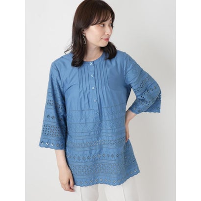 レリアン Leilian 刺繍ピンタックブラウス （レッド）｜詳細画像