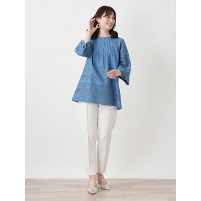 レリアン Leilian 刺繍ピンタックブラウス （レッド）｜詳細画像