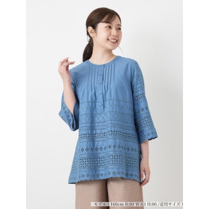 レリアン Leilian 刺繍ピンタックブラウス （レッド）｜詳細画像