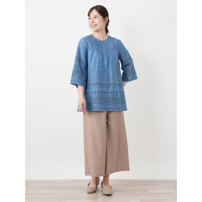 レリアン Leilian 刺繍ピンタックブラウス （レッド）｜詳細画像