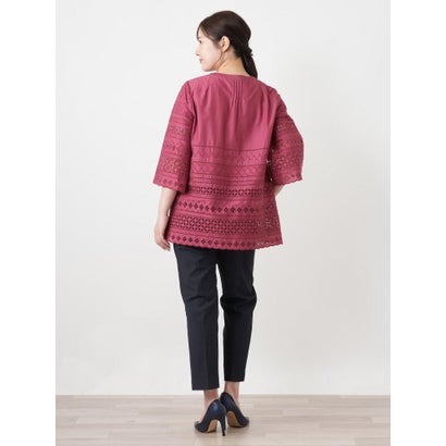 レリアン Leilian 刺繍ピンタックブラウス （レッド）｜詳細画像