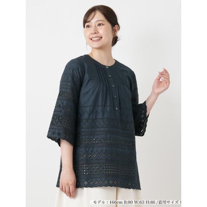 レリアン Leilian 刺繍ピンタックブラウス （レッド）｜詳細画像