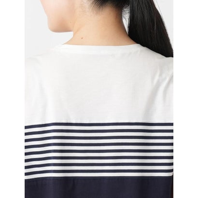 ボーダー切替クルーネックTシャツ （ブラック）｜詳細画像