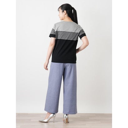 ボーダー切替クルーネックTシャツ （ネイビー）｜詳細画像